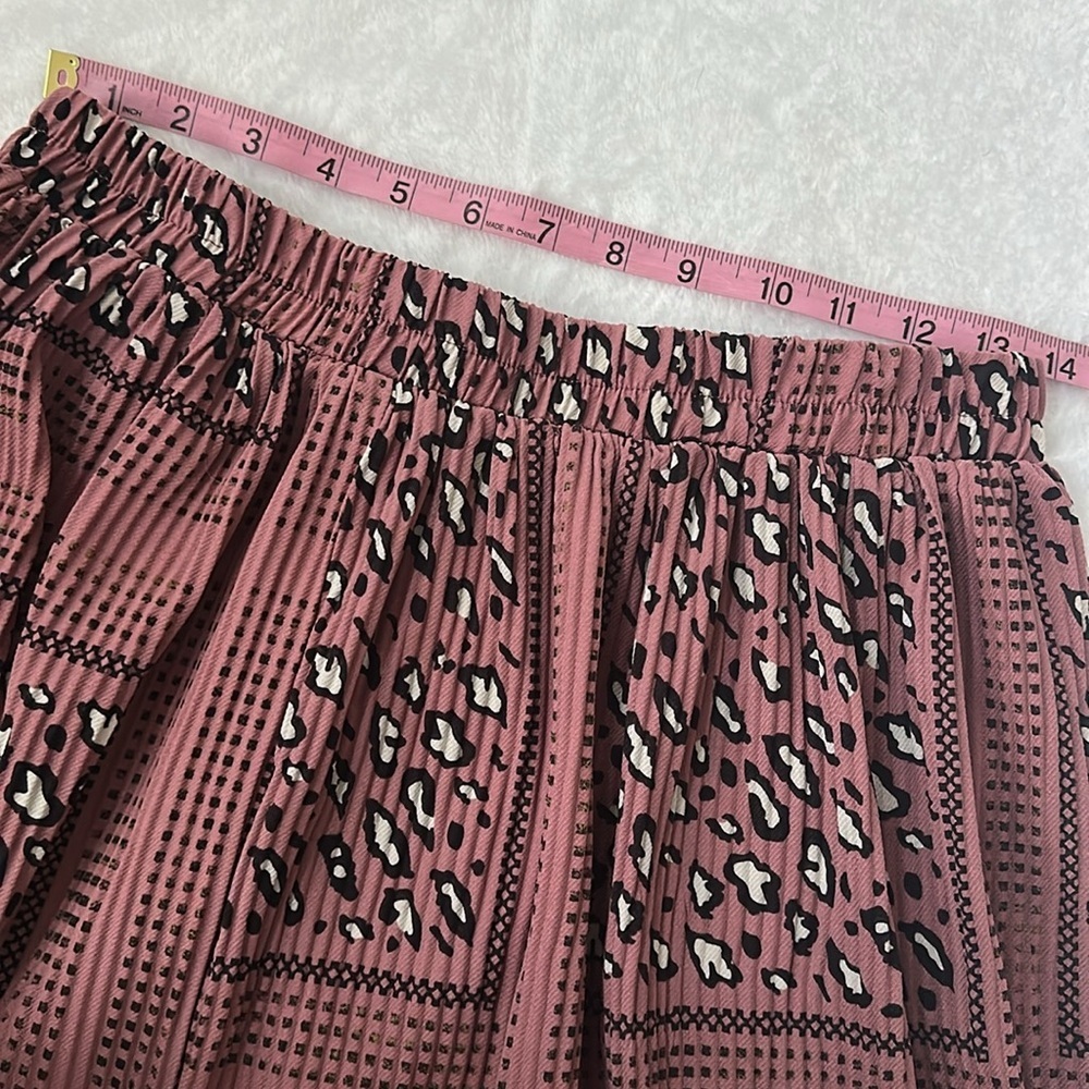 Easel Women’s Pink Animal Print Pleated Boho Casual Stretchy Maxi Skirt‎ Med - Picture 4 of 7